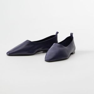 MNG Authentic Leather New Navy Flats
